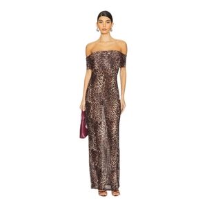 NWT $82 SUPERDOWN Niko Maxi Dress Leopard Animal Print Small